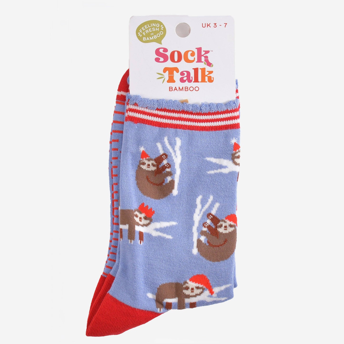 Christmas Sloth Bamboo Socks in Blue