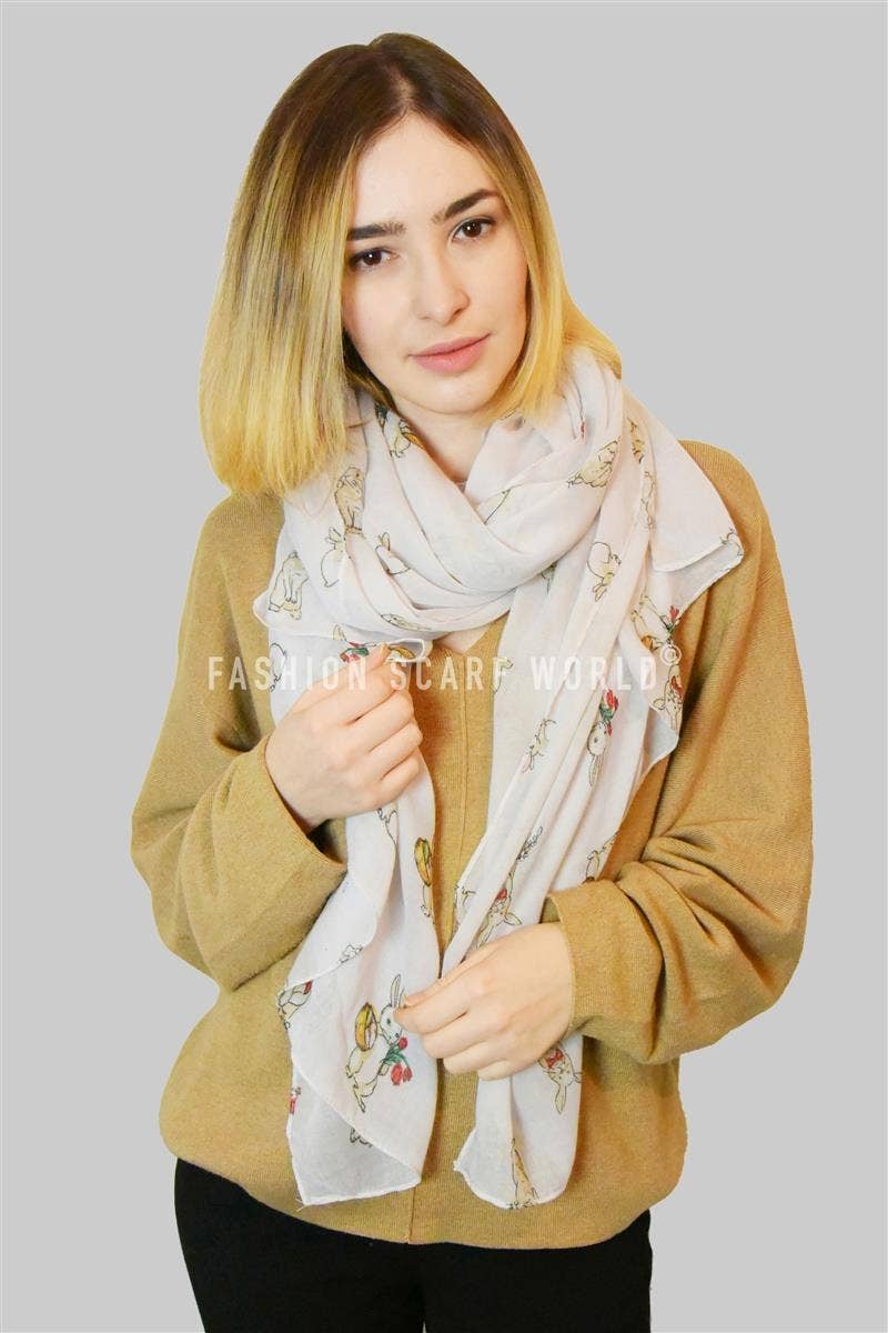 Countryside Bunny Rabbit Printed Scarf