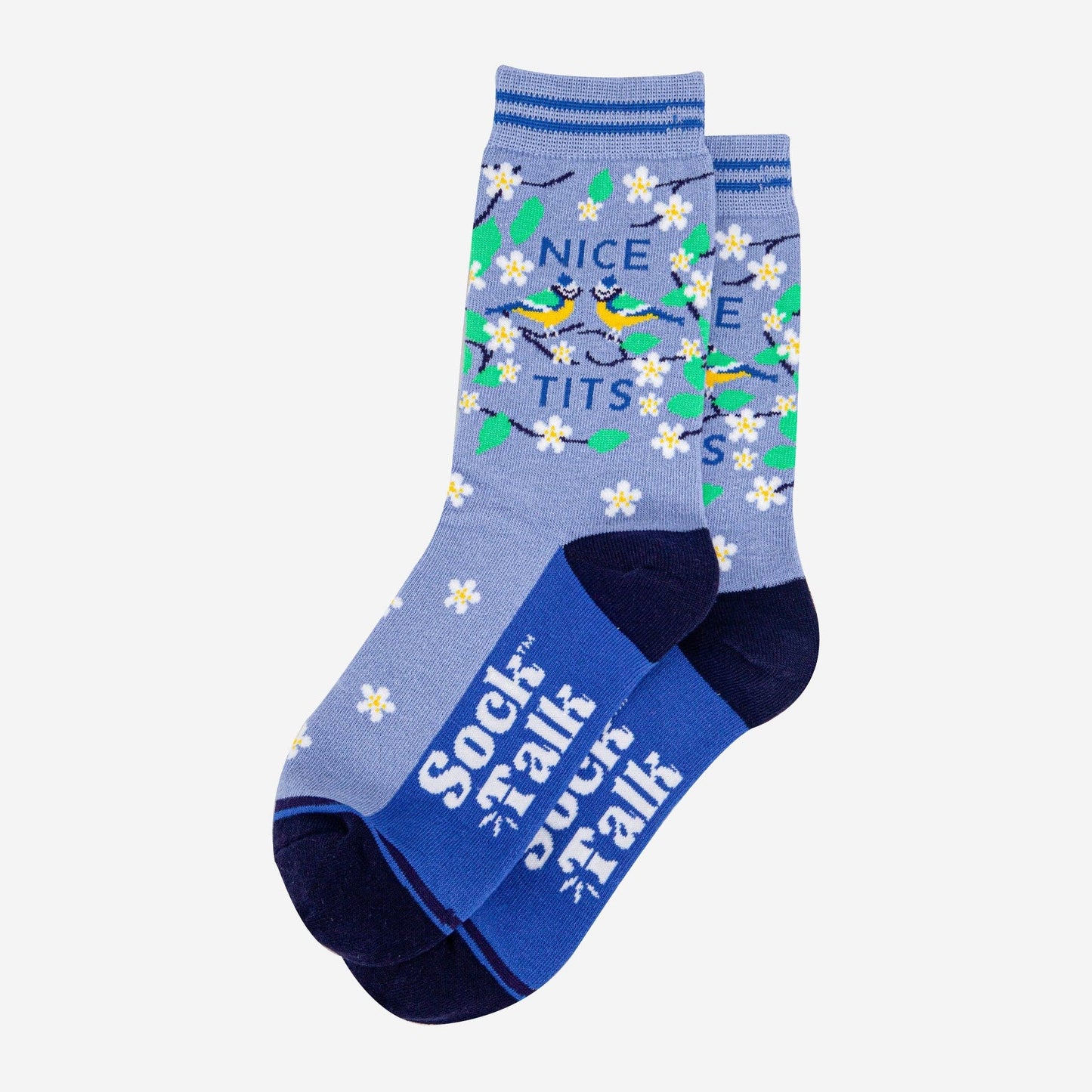 Women's Combed Cotton Ankle Socks- Blue, Nice Tits