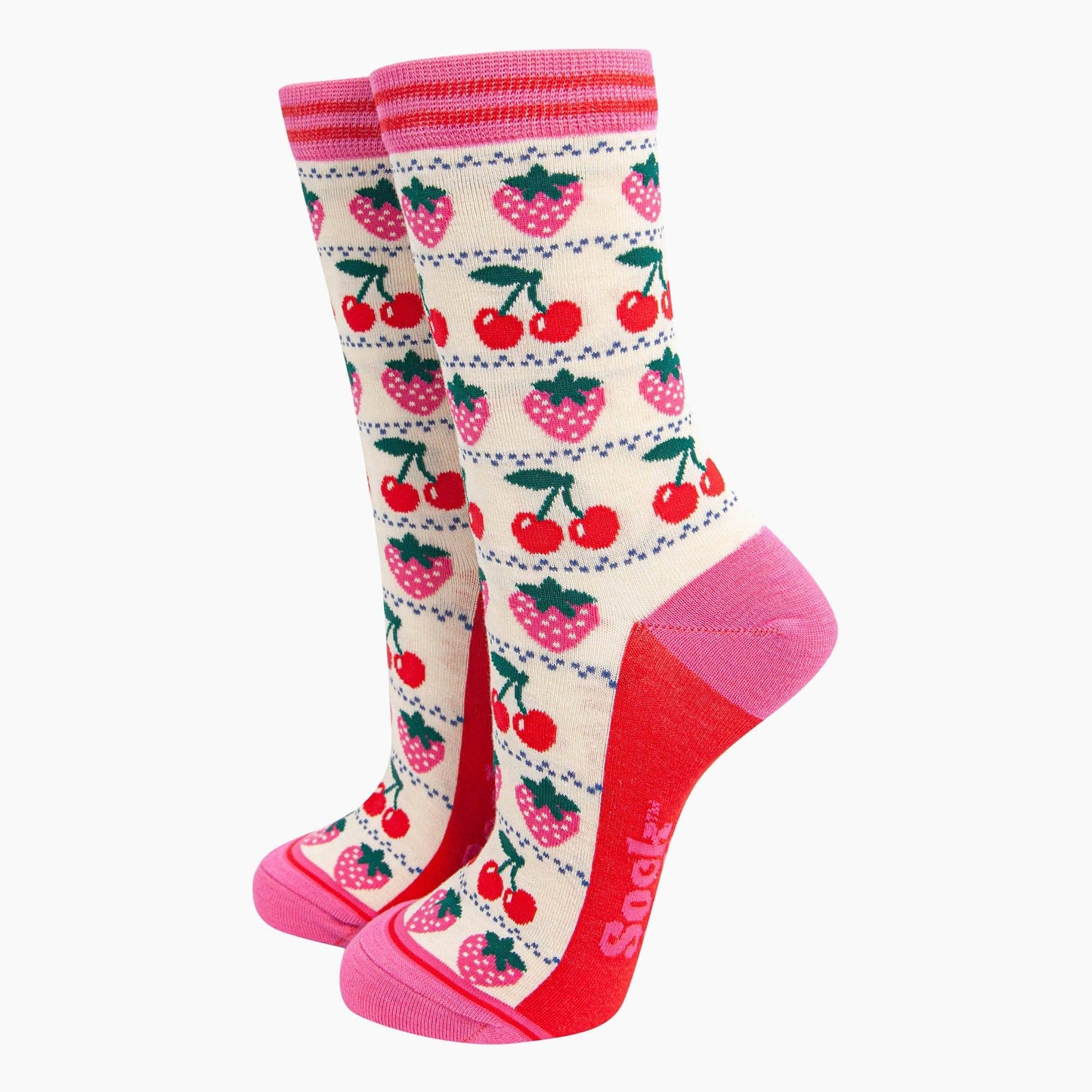 Women's Bamboo Socks Gift Box - Strawberries & Cherries