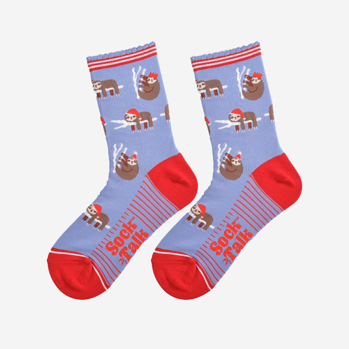 Christmas Sloth Bamboo Socks in Blue