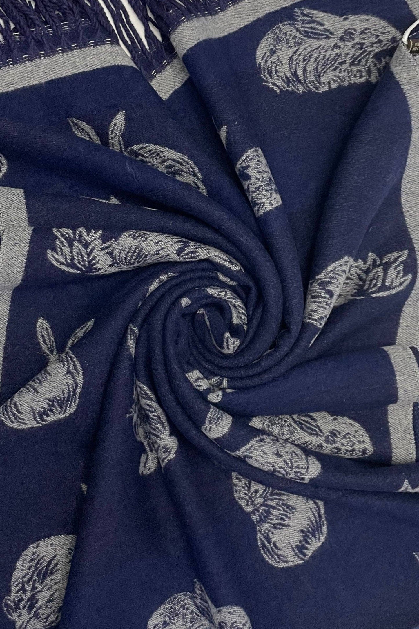 Rabbit / Hare Reversible Tassel Scarf