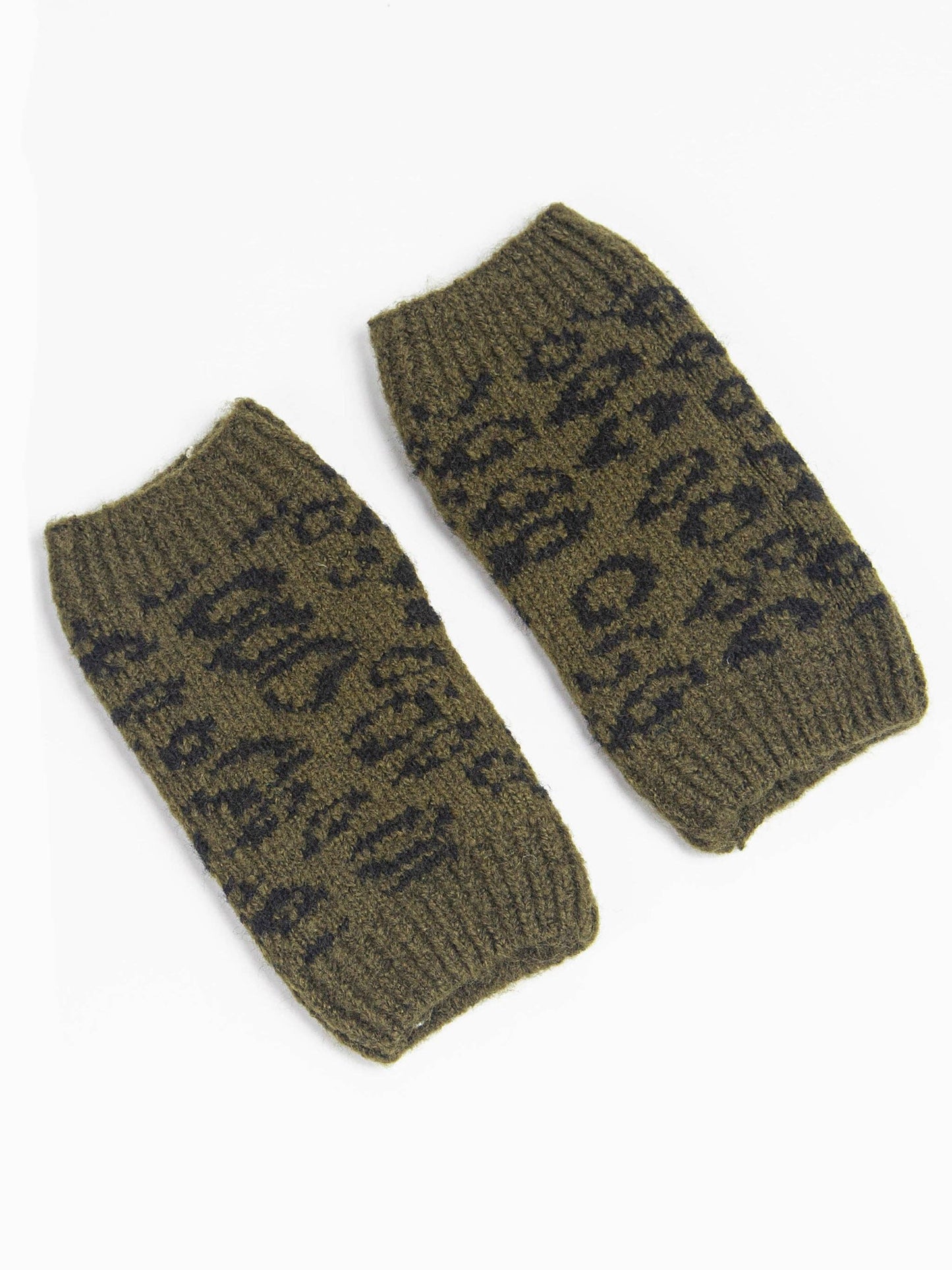 Kate Wrist Warmers - Khaki, Leoaprd Print