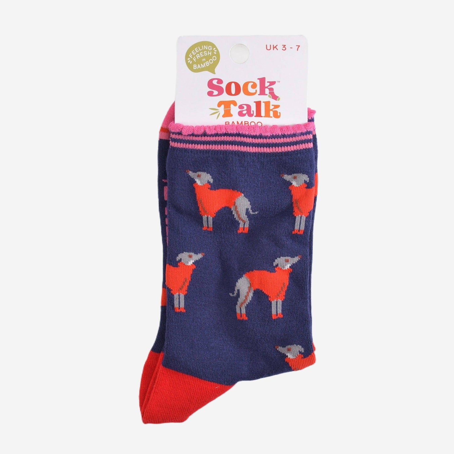 Women's Bamboo Socks - Navy Blue/Red, Greyhound Jumpers