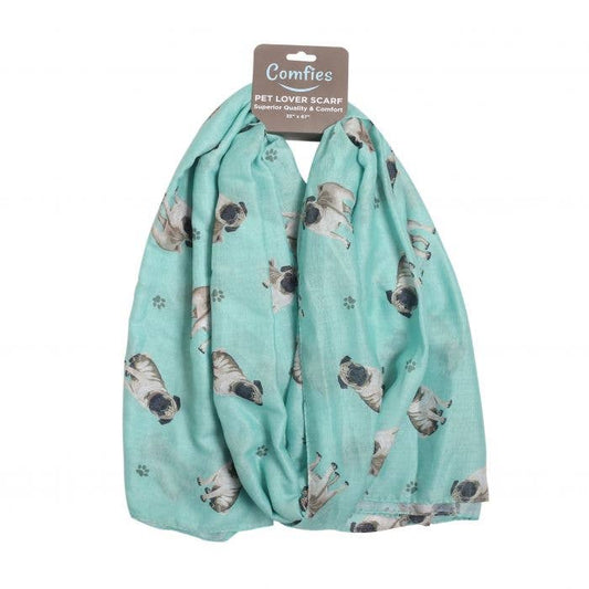 Women's Pug Patterned Scarf