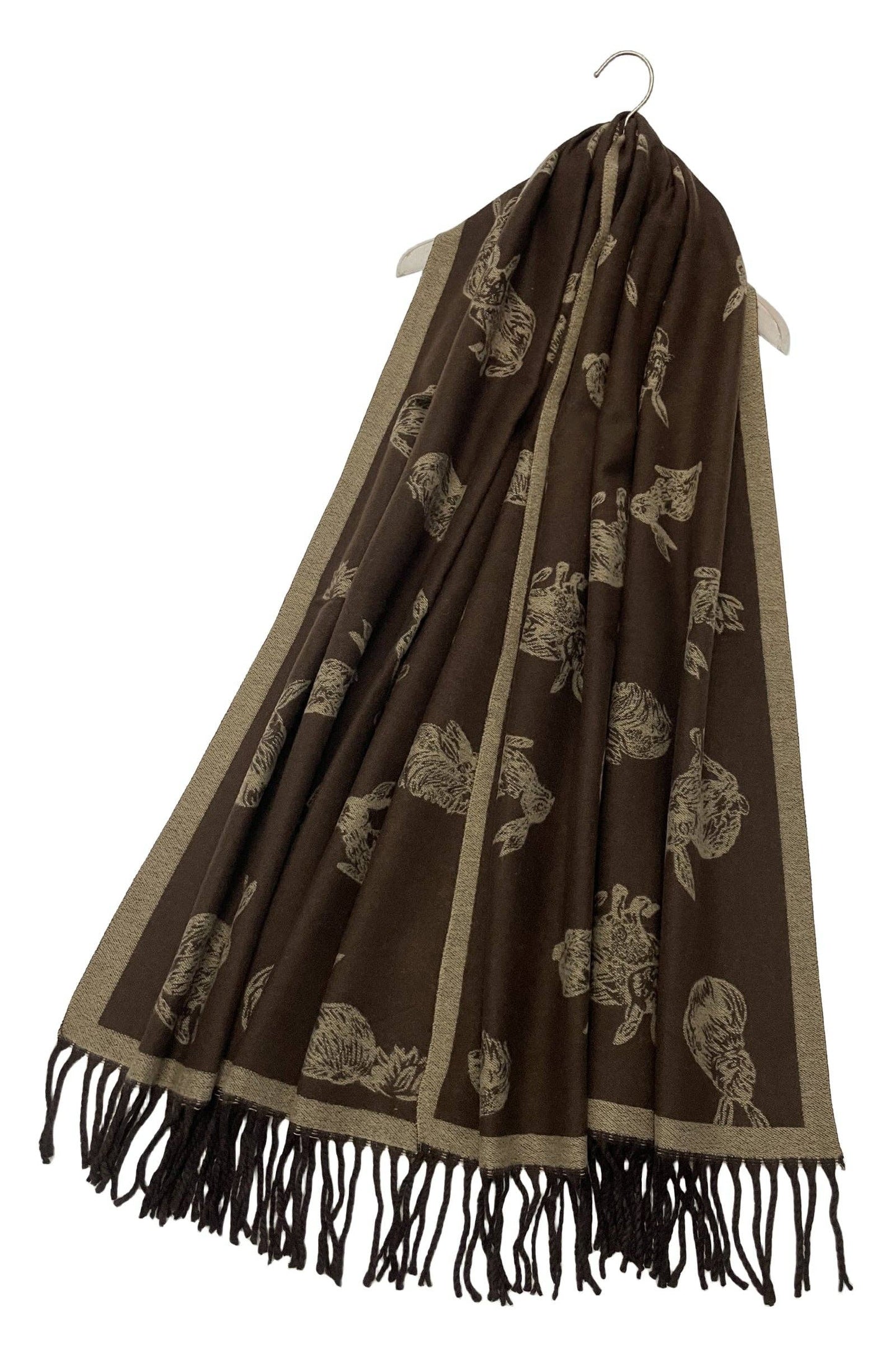 Rabbit / Hare Reversible Tassel Scarf