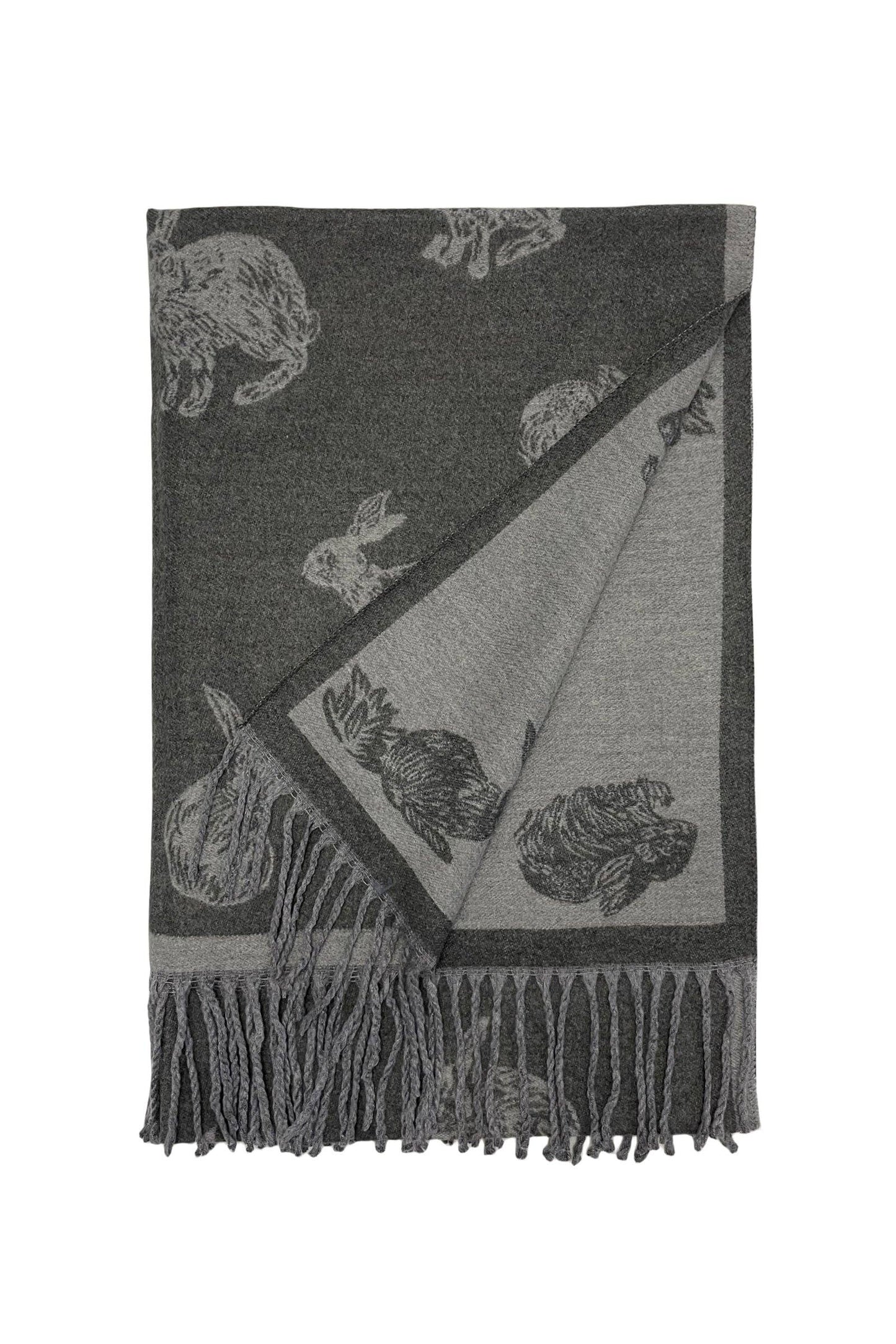 Rabbit / Hare Reversible Tassel Scarf