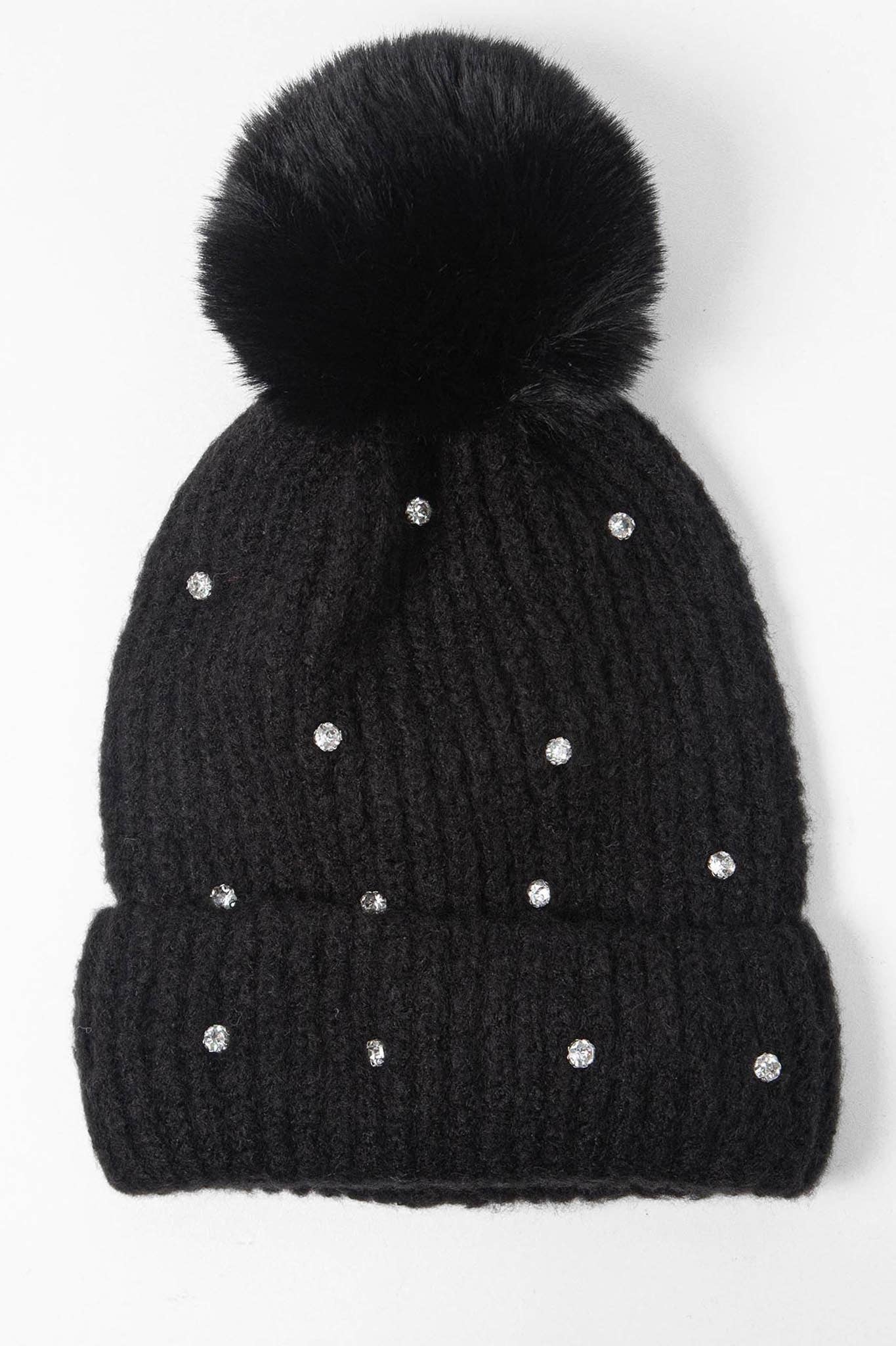 Black Diamond Pom Pom Hat