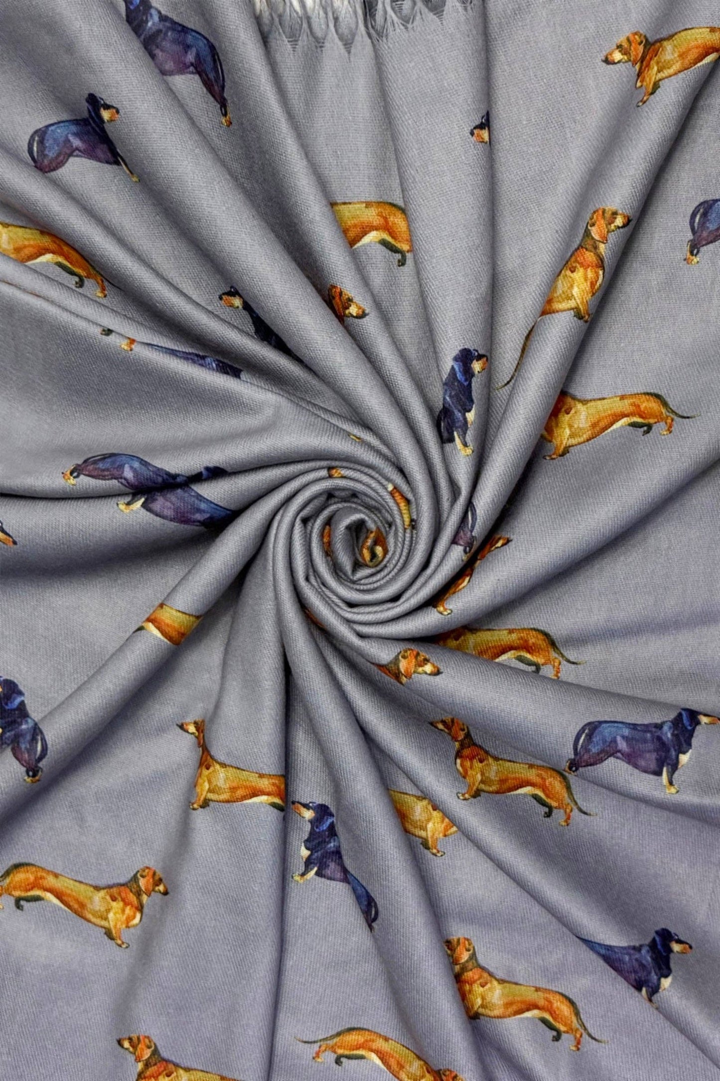 Dachshund Sausage Dog Print Tassel Scarf