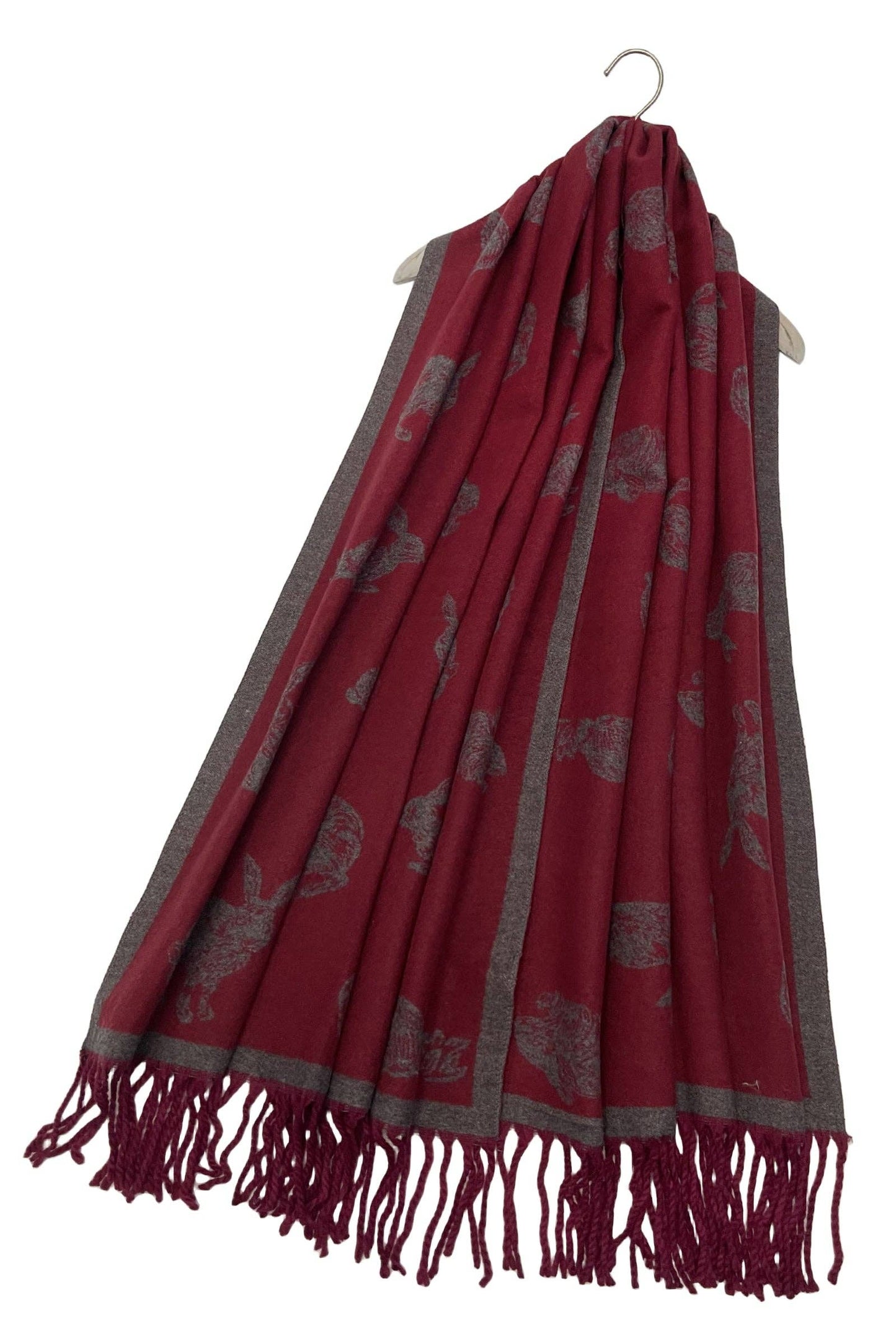Rabbit / Hare Reversible Tassel Scarf