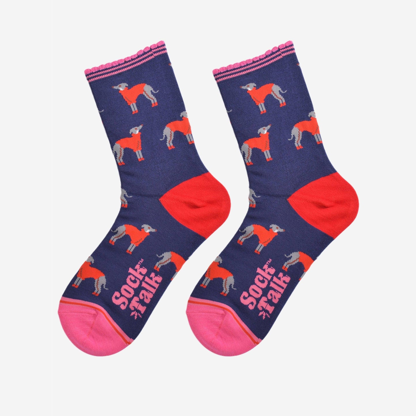 Women's Bamboo Socks - Navy Blue/Red, Greyhound Jumpers