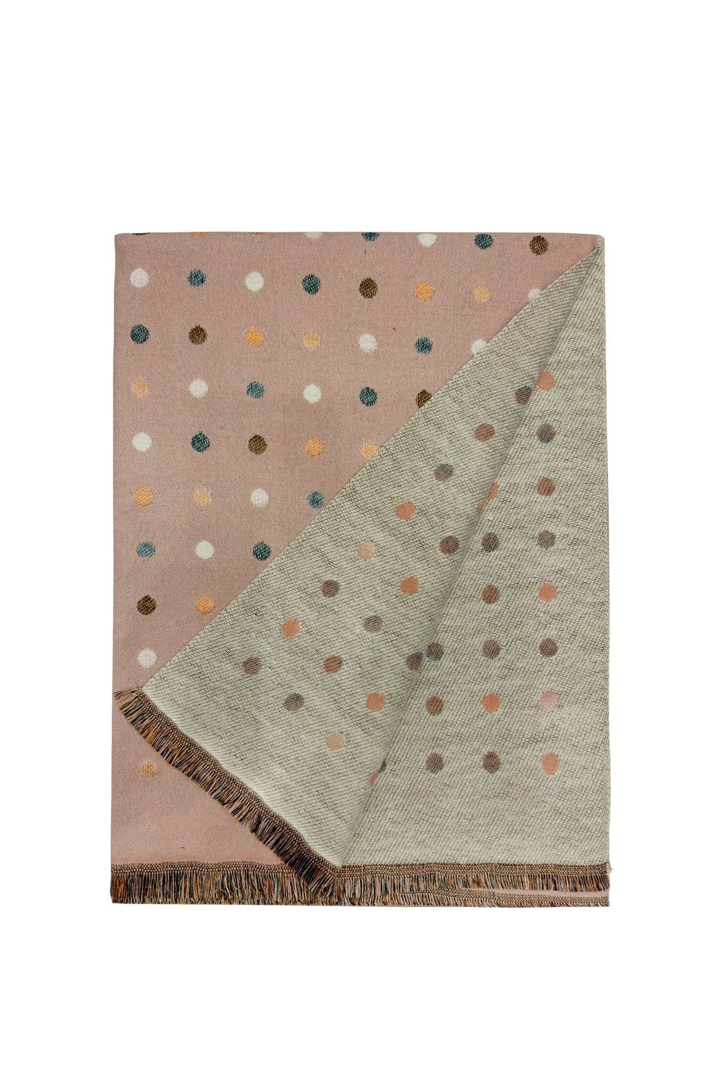 Mini Polka Dot Reversible Wool Frayed Scarf