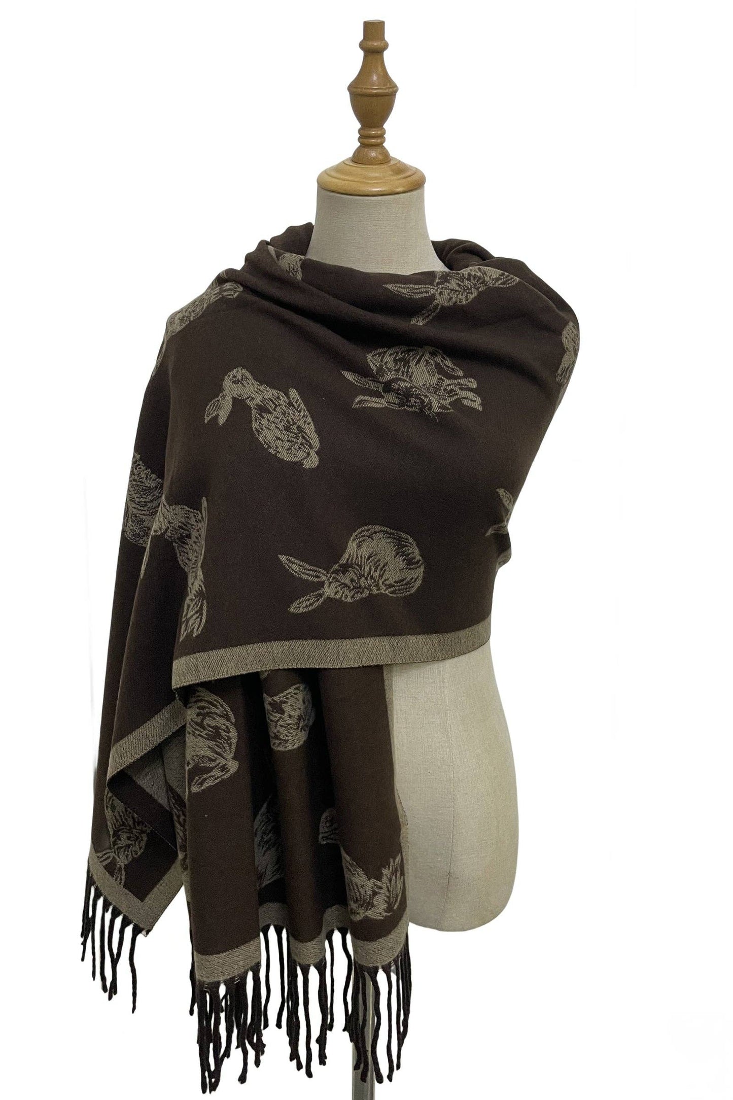 Rabbit / Hare Reversible Tassel Scarf