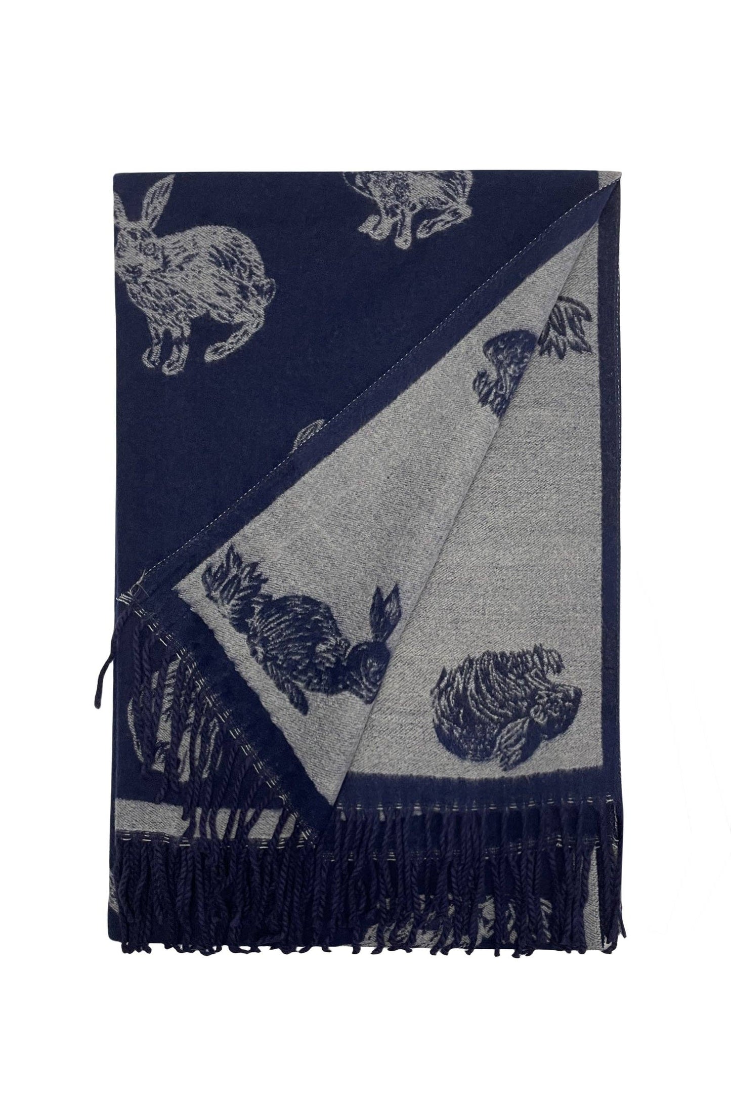 Rabbit / Hare Reversible Tassel Scarf