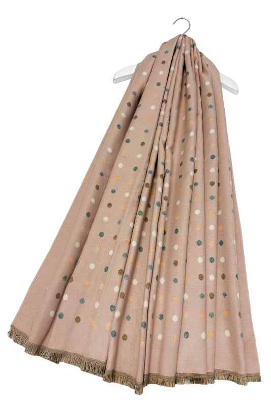 Mini Polka Dot Reversible Wool Frayed Scarf