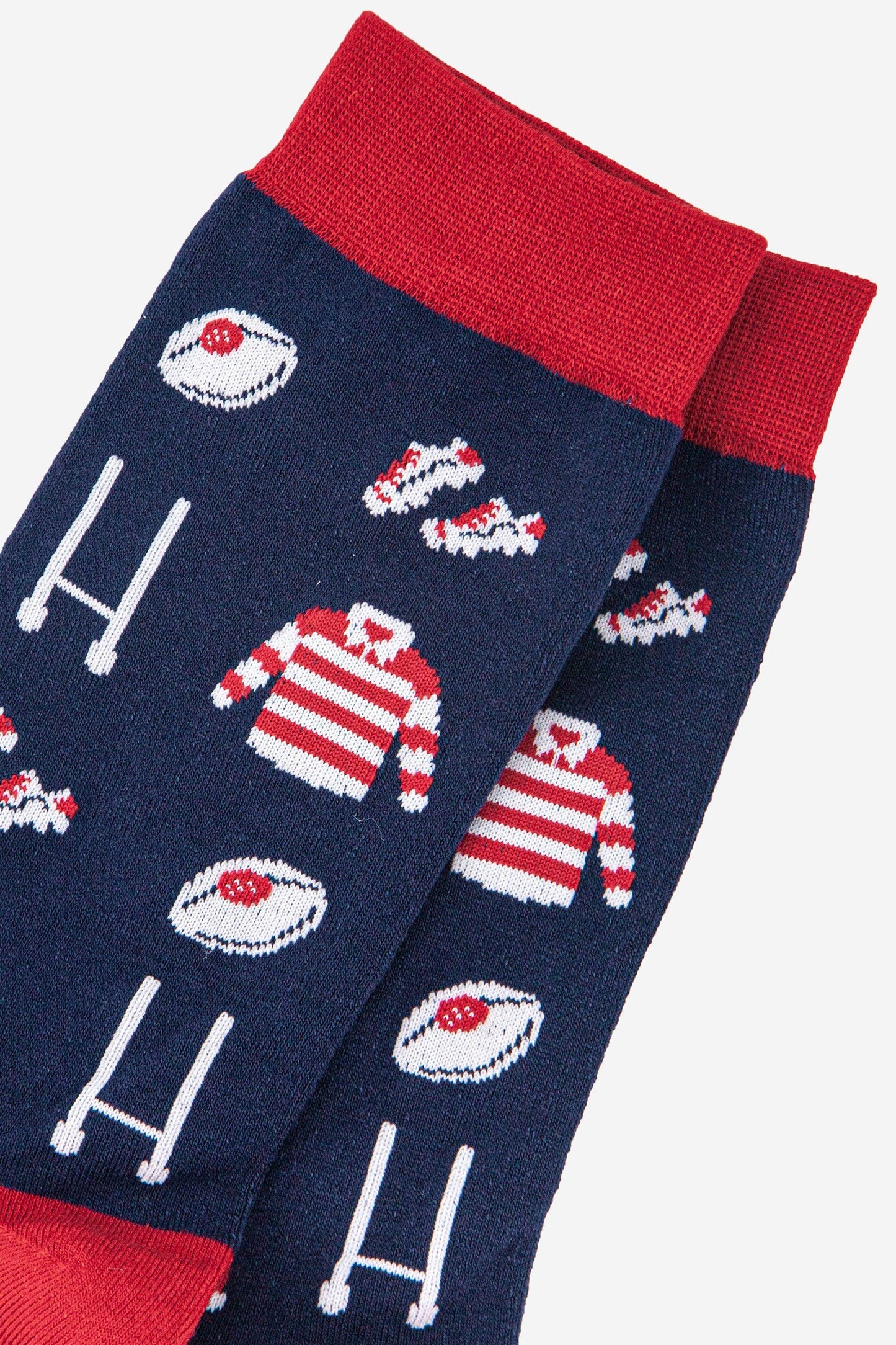 Men's Rugby Goal Kit Bamboo Socks  in Navy and Red