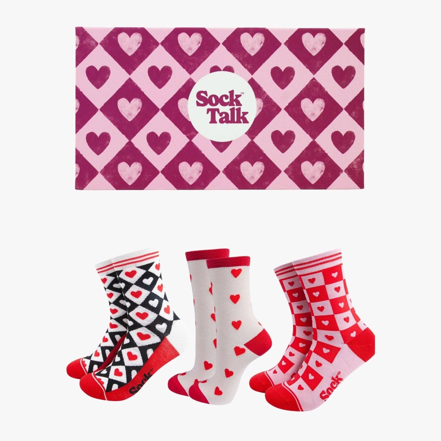Red Love Hearts Bamboo Socks Gift Set
