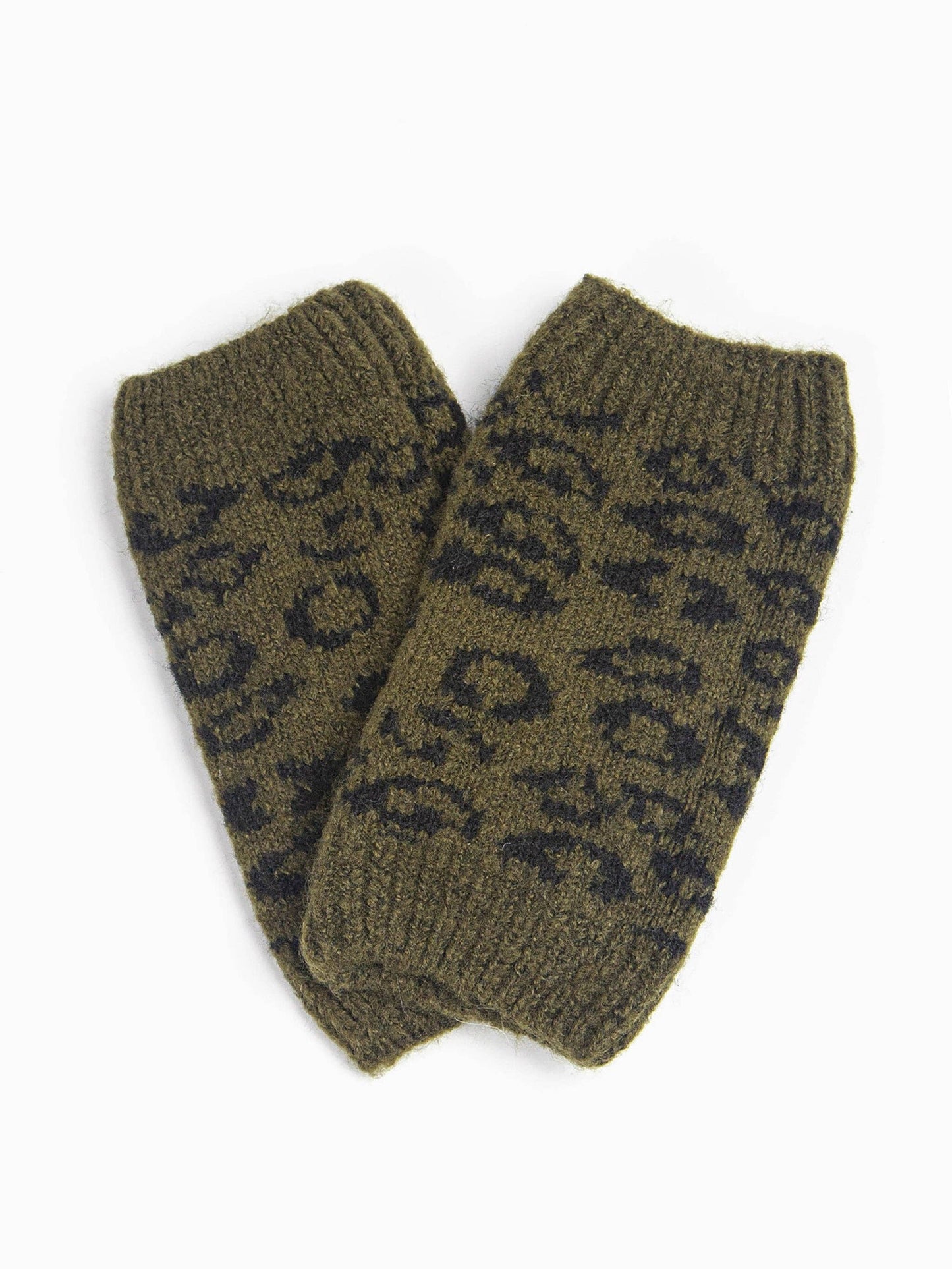 Kate Wrist Warmers - Khaki, Leoaprd Print