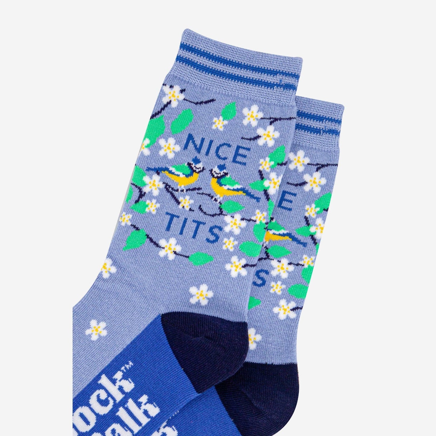 Women's Combed Cotton Ankle Socks- Blue, Nice Tits