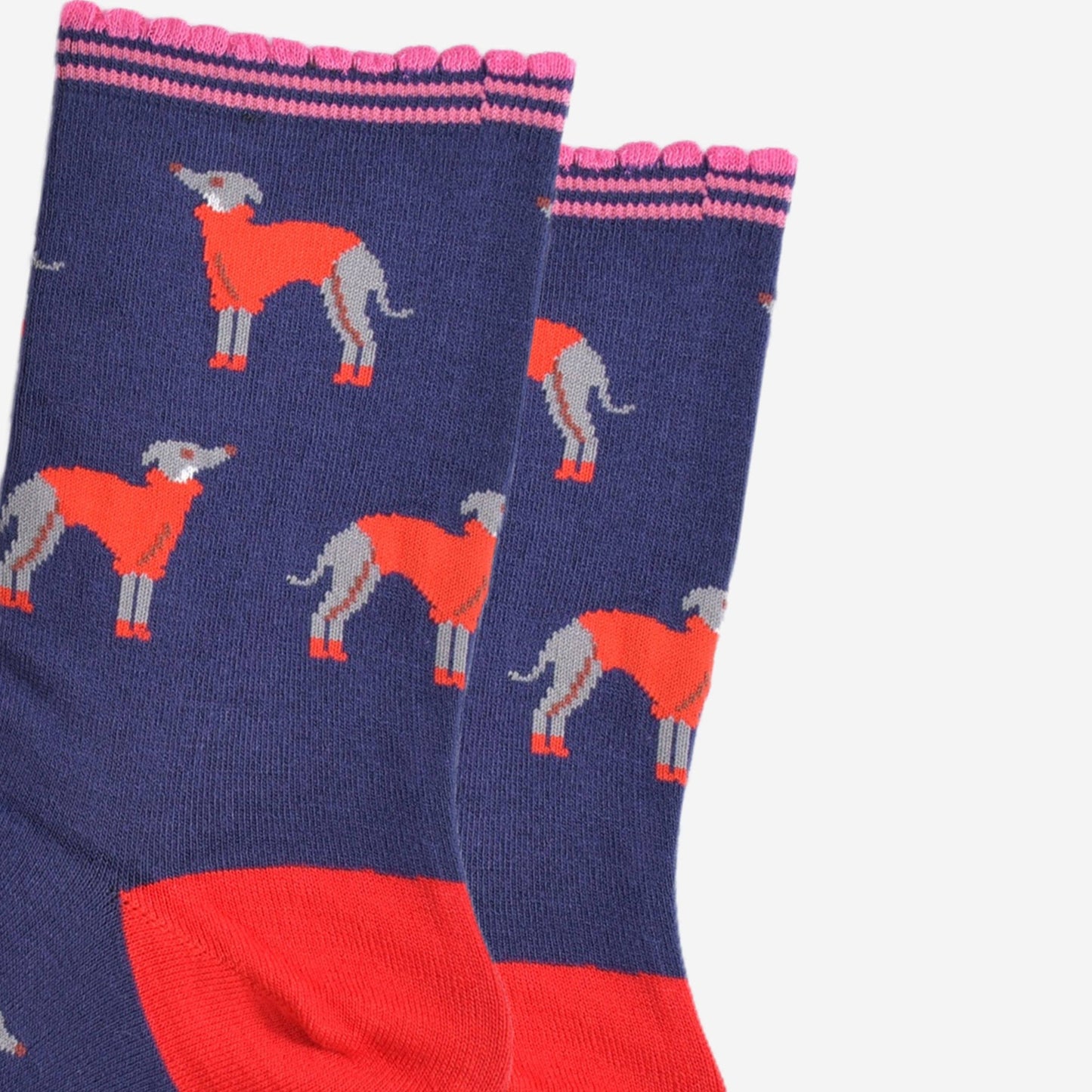 Women's Bamboo Socks - Navy Blue/Red, Greyhound Jumpers