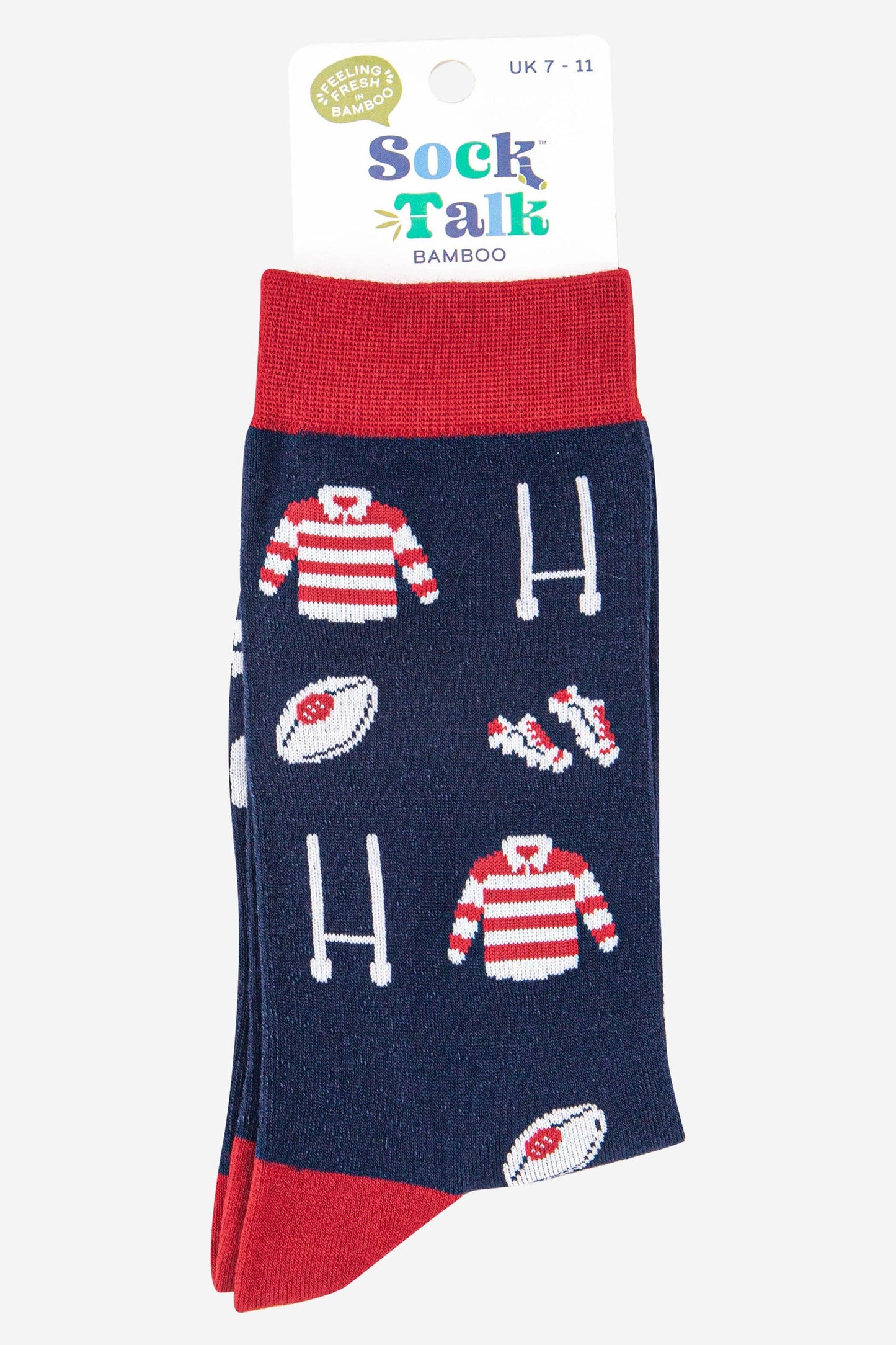 Men's Rugby Goal Kit Bamboo Socks  in Navy and Red