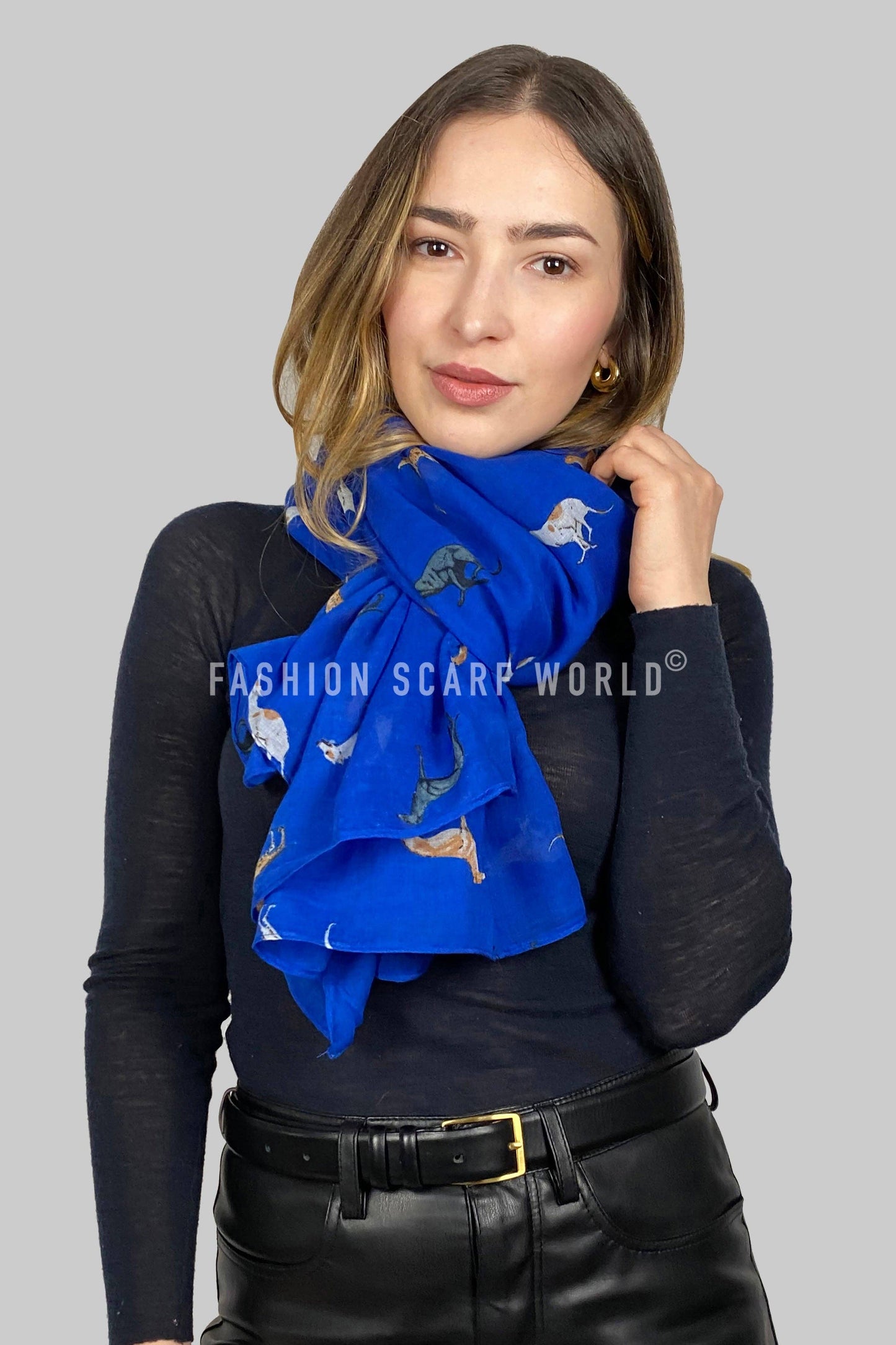 Cute Greyhound Dog Print Scarf