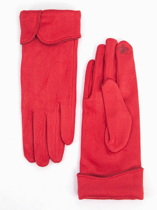 Tori Scalloped Cuff Gloves - Red