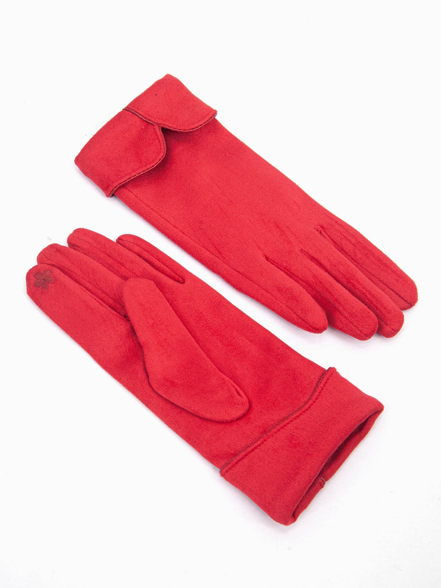 Tori Scalloped Cuff Gloves - Red