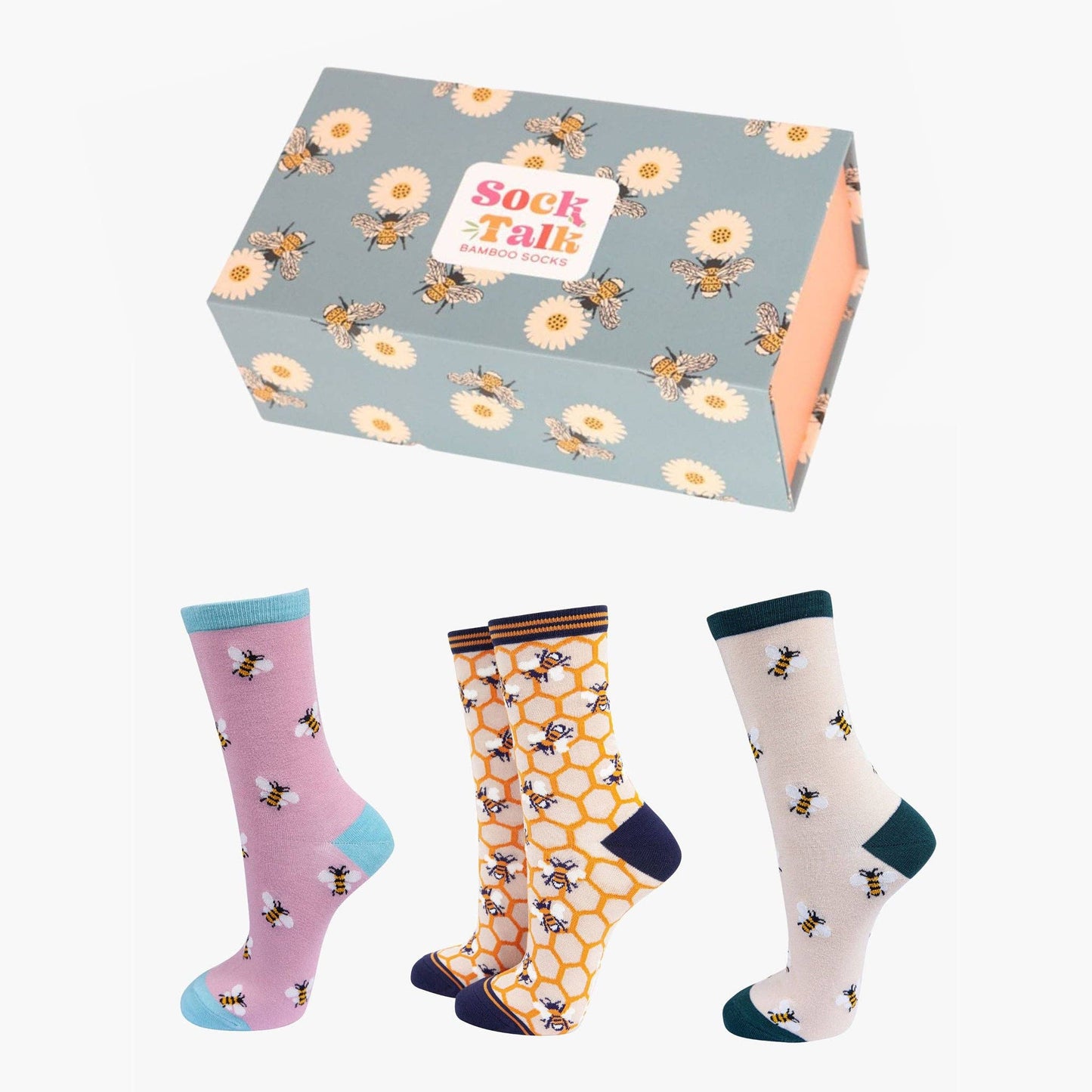 Women's Socks Gift Box- Pink, Bees