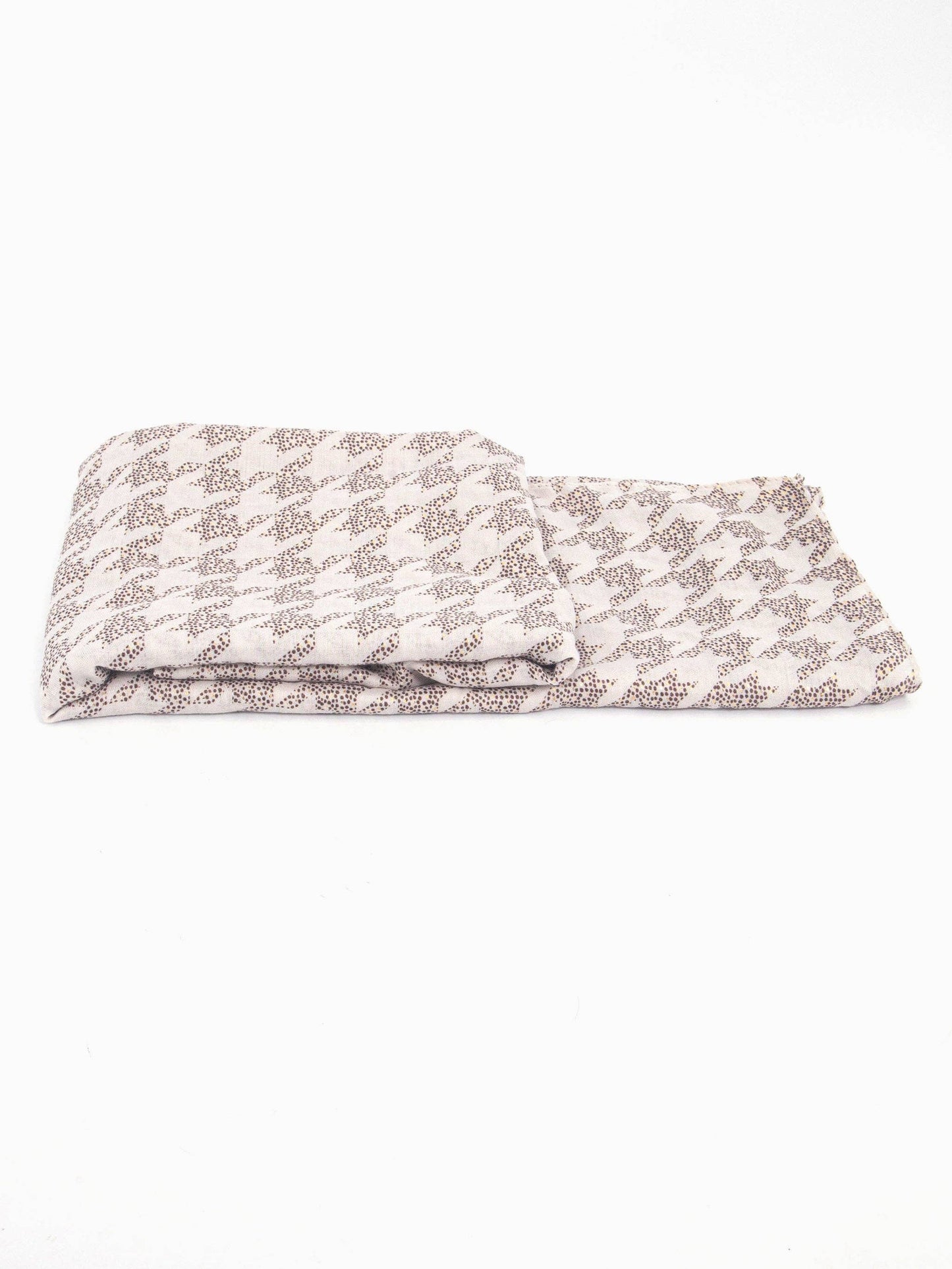 Melody Lightweight Scarf - Cream, Houndstooth Foil