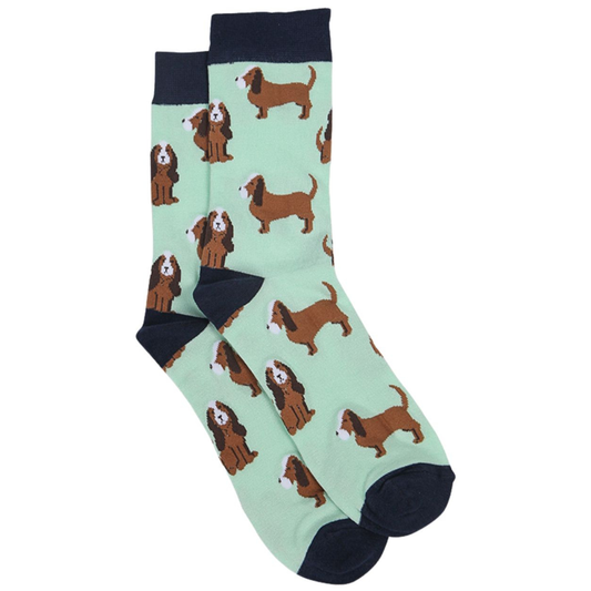 Mens Bamboo Dog Socks Beagle Print Novelty Dress Socks Green
