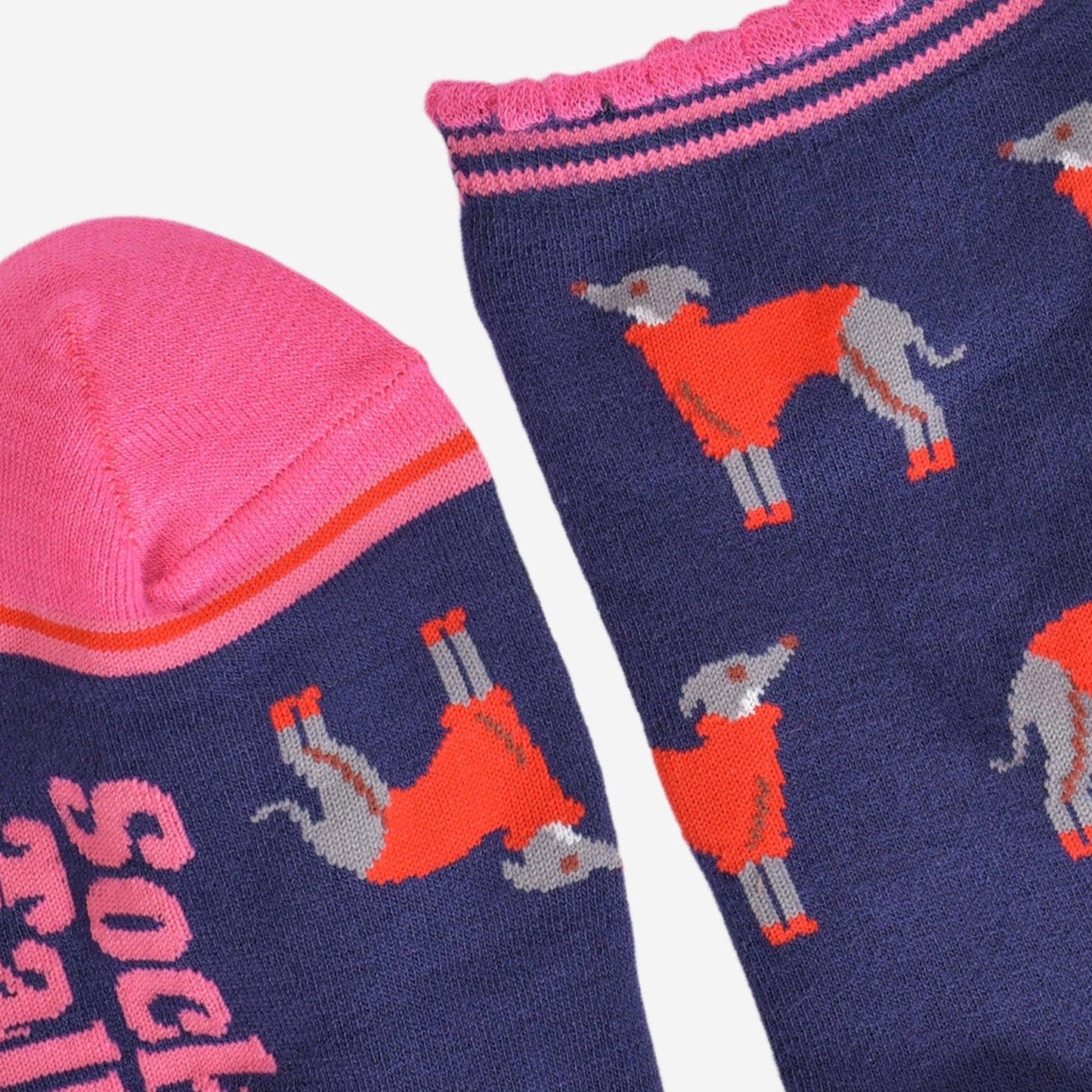 Women's Bamboo Socks - Navy Blue/Red, Greyhound Jumpers