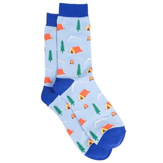 Mens Bamboo Camping Socks Novelty Dress Socks Campsite Tent