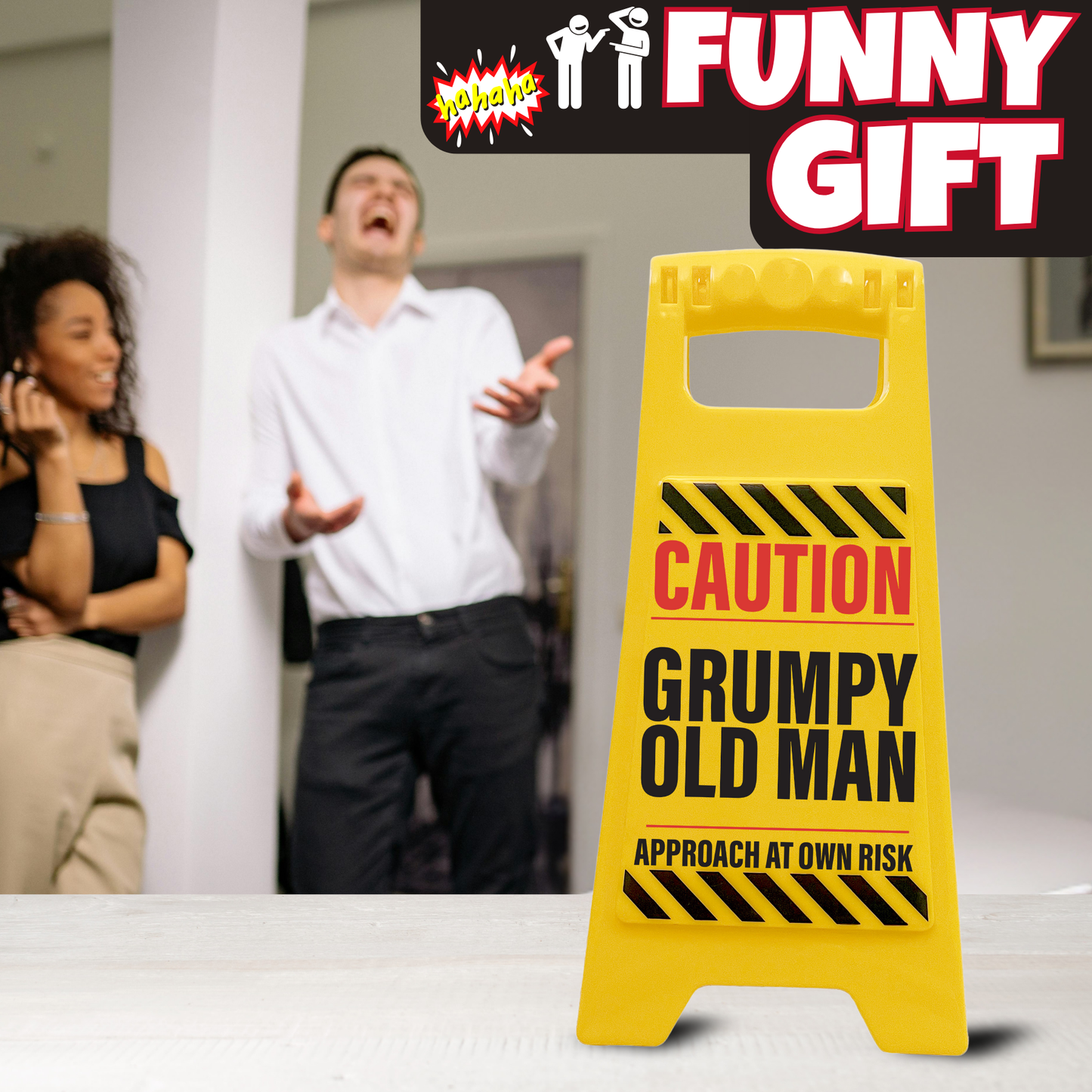 Caution Grumpy Old Man Novelty Warning Sign - Old Age Joke