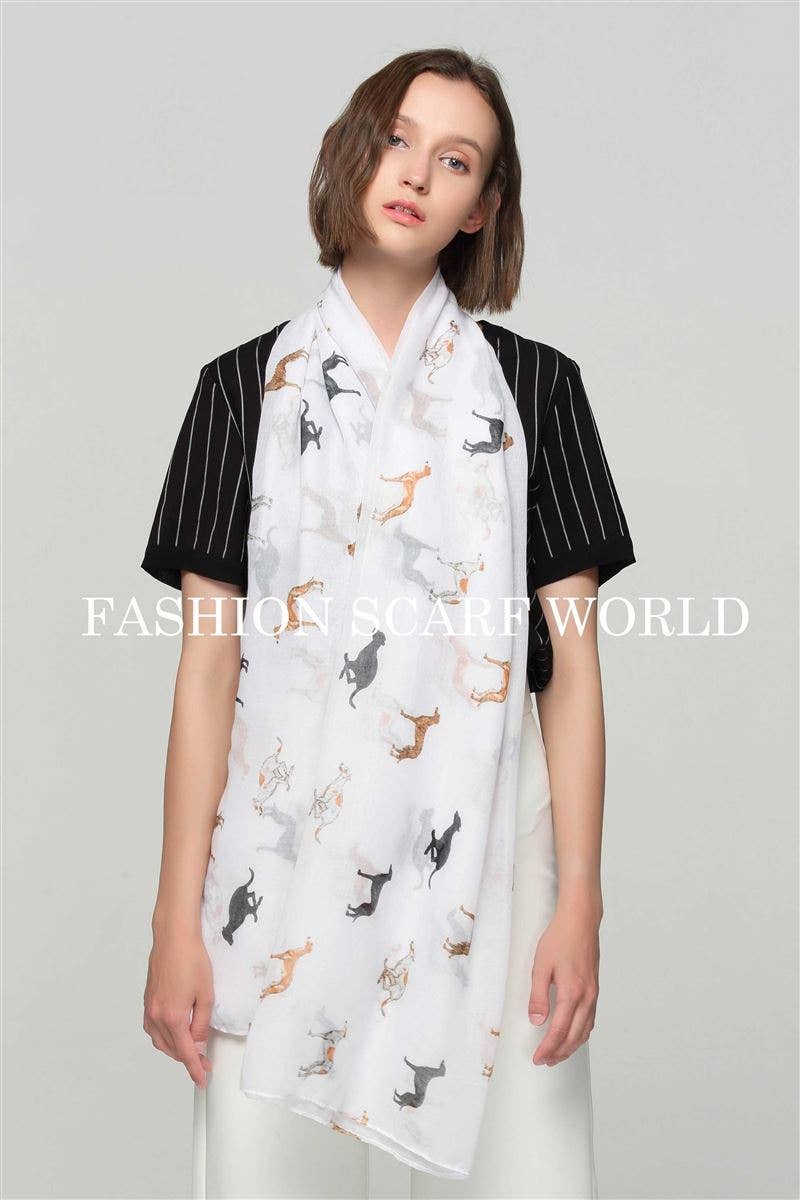 Cute Greyhound Dog Print Scarf