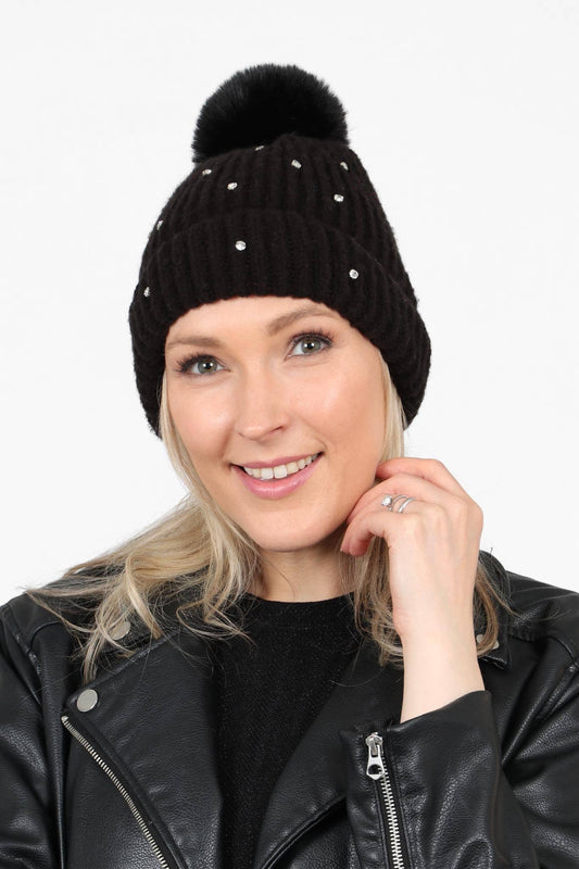 Black Diamond Pom Pom Hat