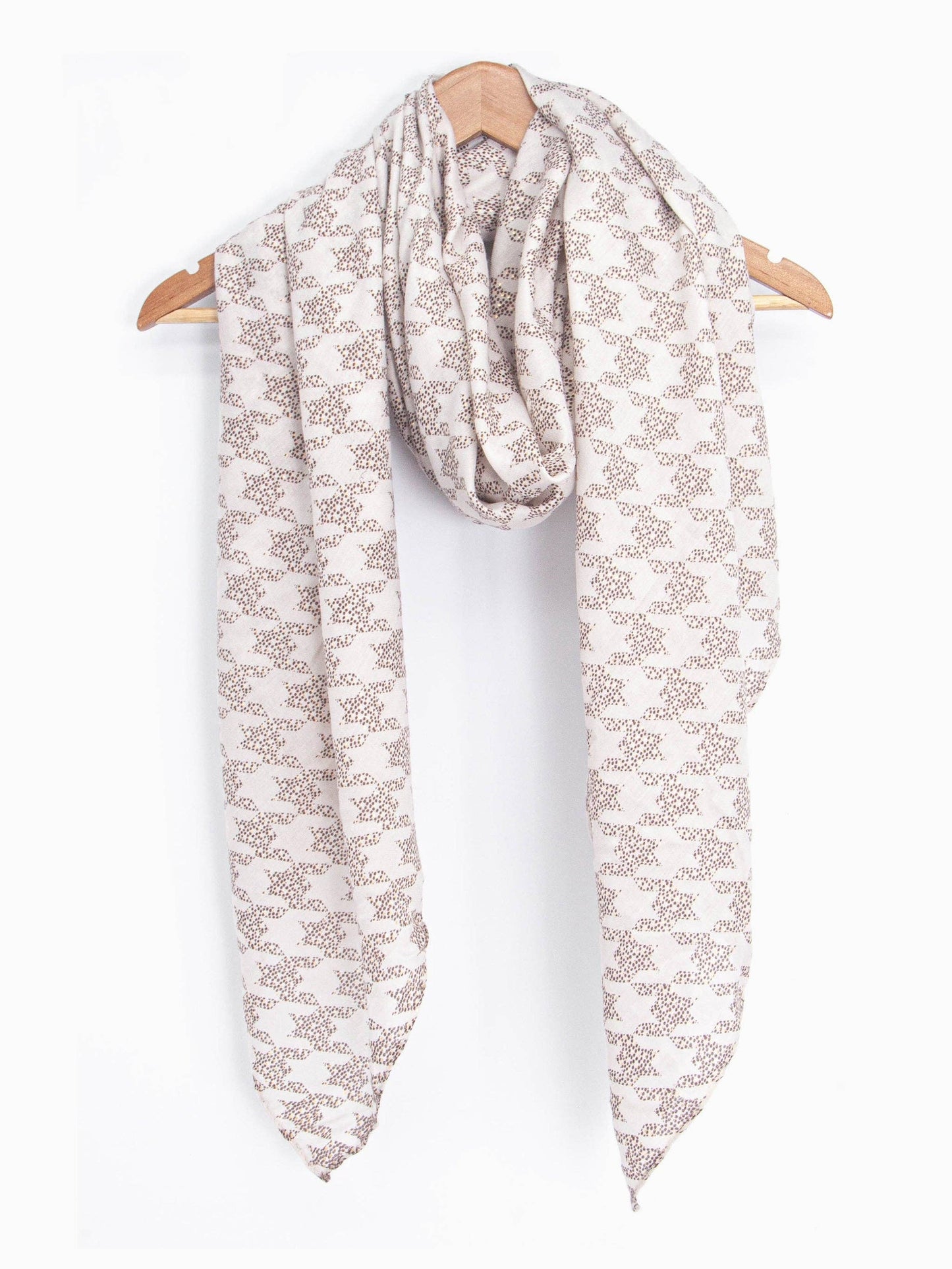 Melody Lightweight Scarf - Cream, Houndstooth Foil