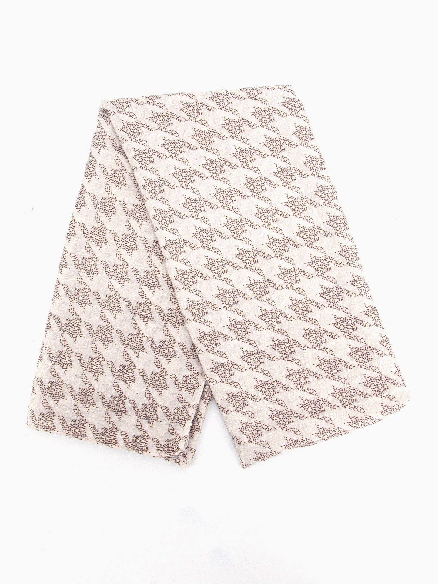 Melody Lightweight Scarf - Cream, Houndstooth Foil