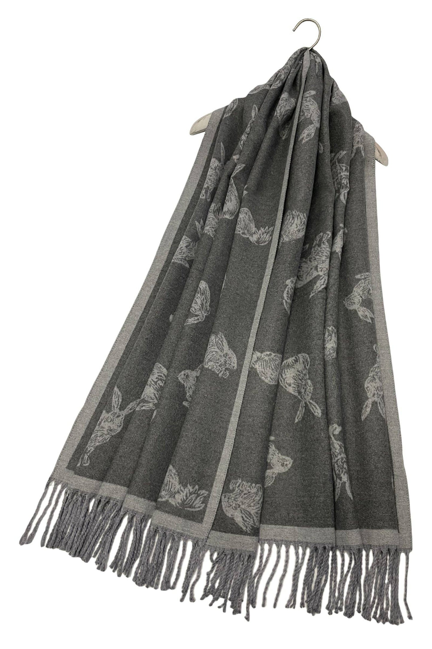 Rabbit / Hare Reversible Tassel Scarf
