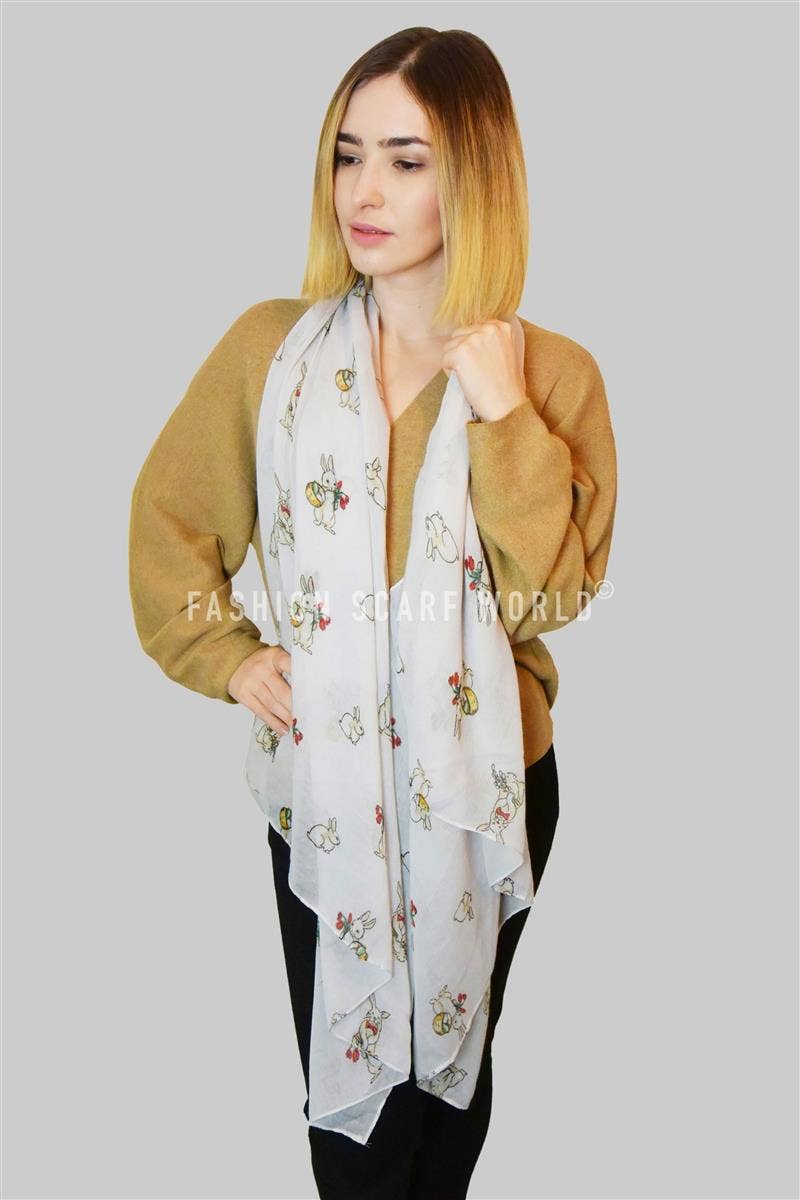 Countryside Bunny Rabbit Printed Scarf