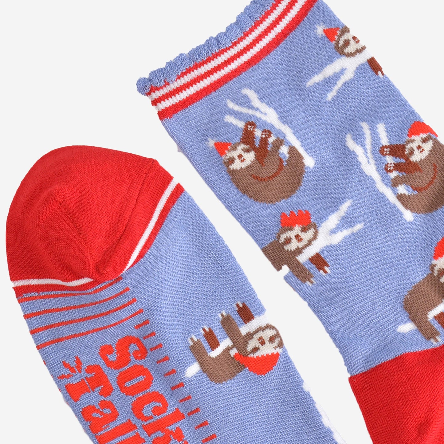 Christmas Sloth Bamboo Socks in Blue
