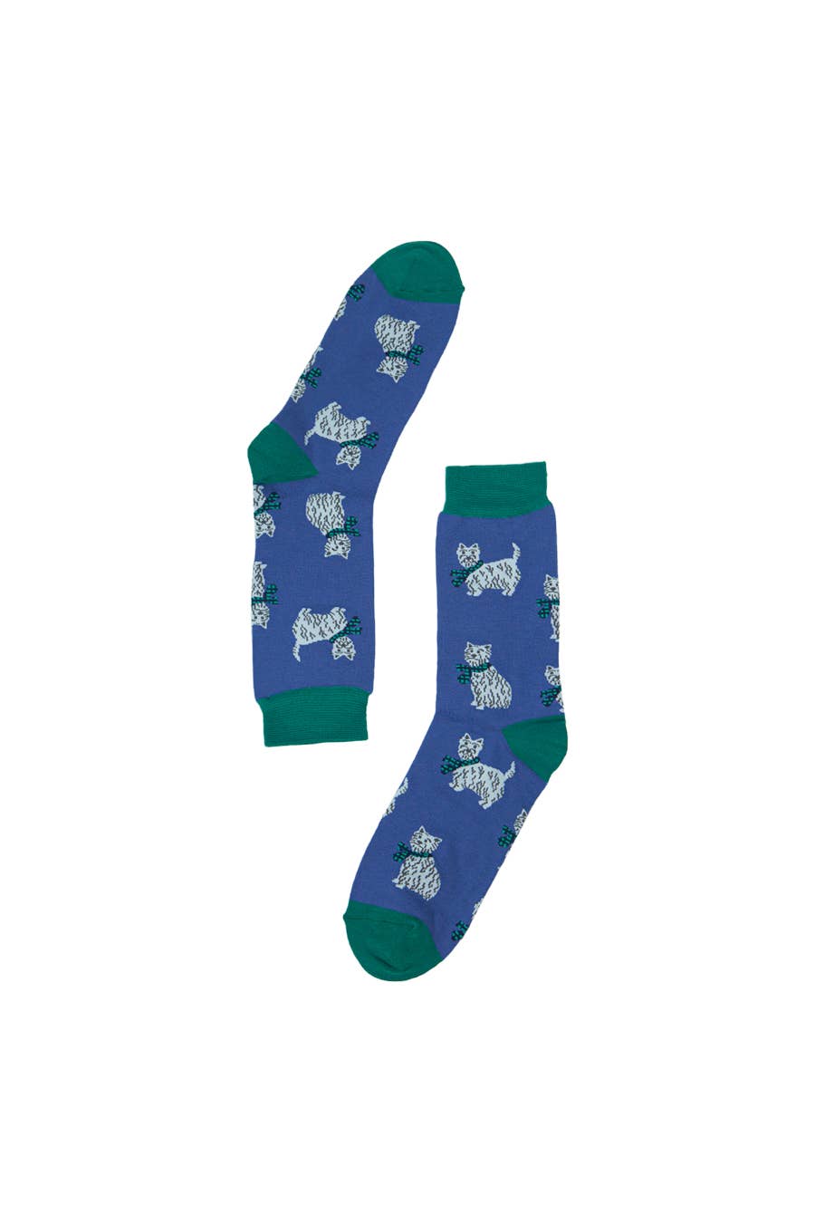 Mens Bamboo Dog Socks Scottie Dog West Highland Terrier Blue