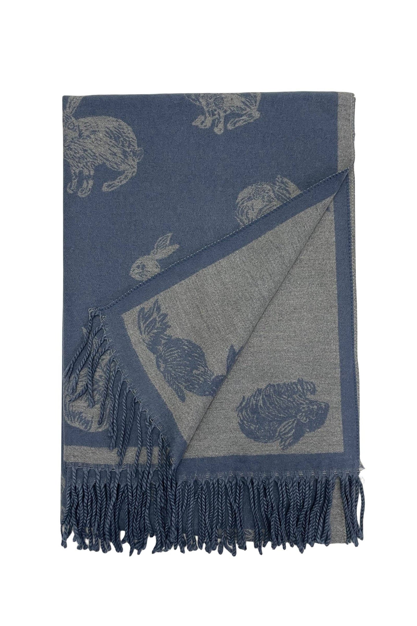 Rabbit / Hare Reversible Tassel Scarf