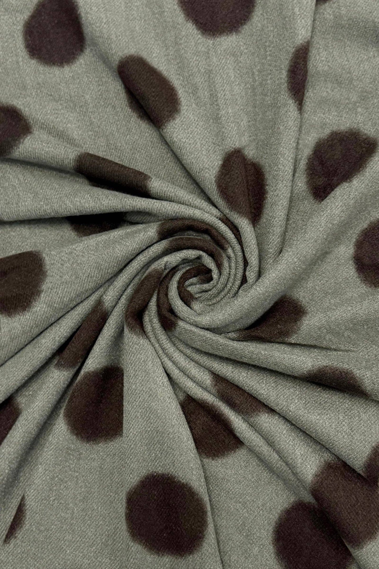 Bold Polka Dot Print Wool Frayed Scarf