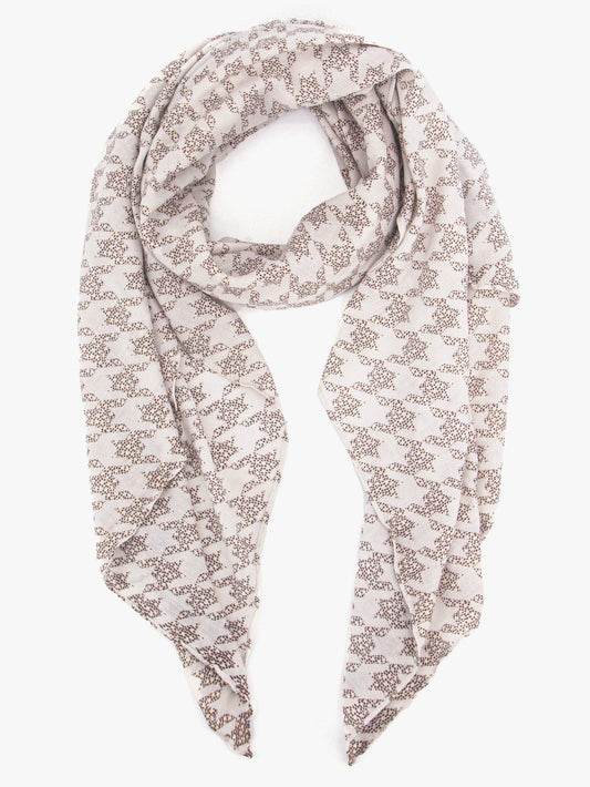 Melody Lightweight Scarf - Cream, Houndstooth Foil